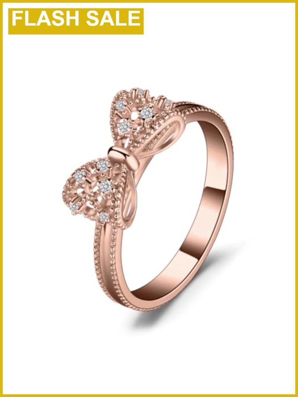 14k Rose Gold Plated Brass Stacking Ring Cubic Zirconia Wedding Band
